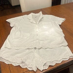 Charter Club Cotton Eyelet-Trim Shorts Pajama Set.  XL